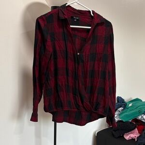 Madewell Red and Black Plaid Button Down Shirt